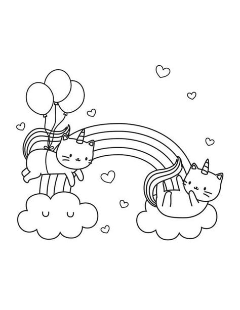 kawaii unicorn cat coloring page  printable coloring pages  kids