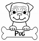 Coloring Pug Pages Cute Kids sketch template