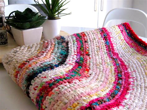 colourful crochet rag rug  recycled fabrics feltmagnet