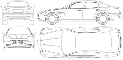 maserati quattroporte sedan blueprints  outlines