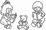 Reading Coloring Pages Children Book Girl Drawing Read Boy Books Kids Child Colouring Library Clipart Color Cartoon Printable Getcolorings Getdrawings sketch template