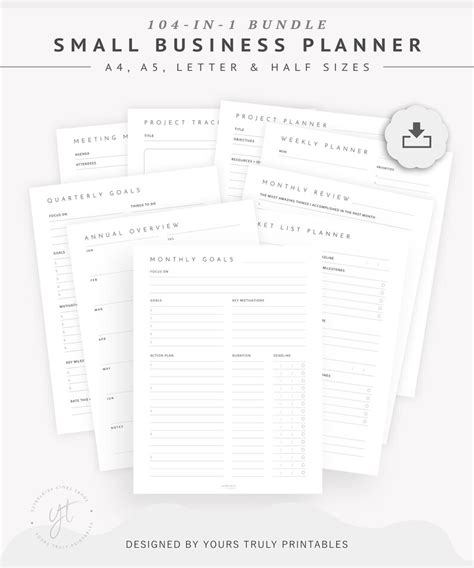 small business planner printable template  business etsy
