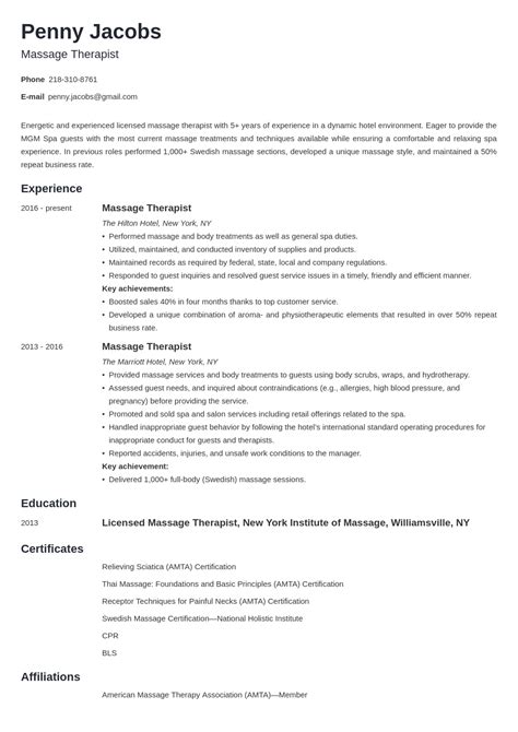 Massage Therapist Resume Sample Guide And 20 Examples