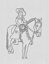 Cowgirl Coloring Horse Vintage Dancing Pages Western Color sketch template