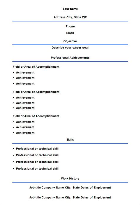 plain resume template