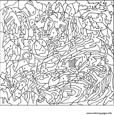 color  numbers  adults coloring pages printable