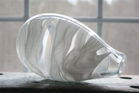 Hand Blown Glass Vase Opaque White Swirl Wrap Handblown Etsy Hand