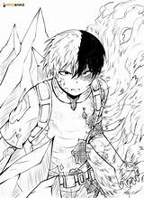 Todoroki Shoto Academia Mha Kolorowanki Deku Aniyuki Uraraka Ochaco Hawks Héros sketch template