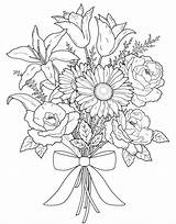 Bouquet Flowers Drawing Flower Coloring Valentine Pages Sketch Bunch Roses Adult Colouring Sheets Sketches Drawings Line Color Draw Colorluna Printable sketch template