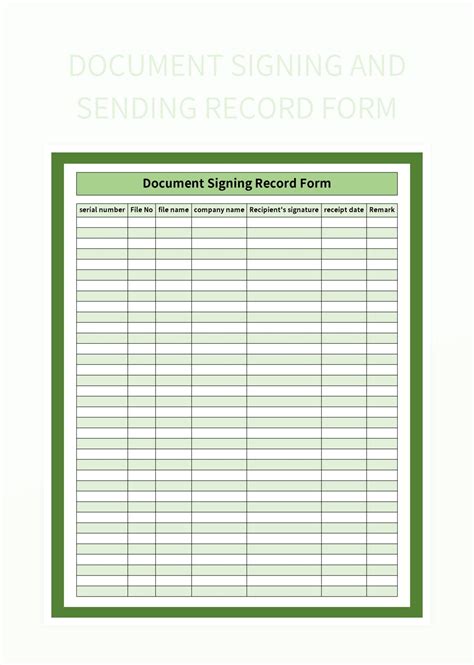 document signing  sending record form excel template  google