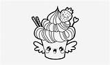 Kawaii Cupcake Coloring Pages Food Strawberry sketch template