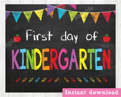 day  kindergarten signs printable