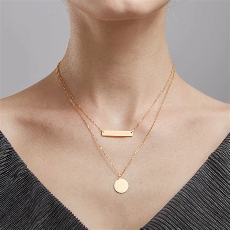 enfashion personalized engrave custom  necklace gold color circle bar necklaces pendants