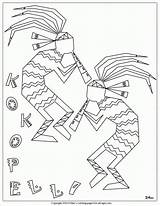 Kokopelli Pueblo Ages Aztec Mac Hopi sketch template