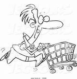 Cartoon Shopping Cart Coloring Man Pushing Outline Vector Ron Leishman Pages Color Getcolorings Use Graphic sketch template