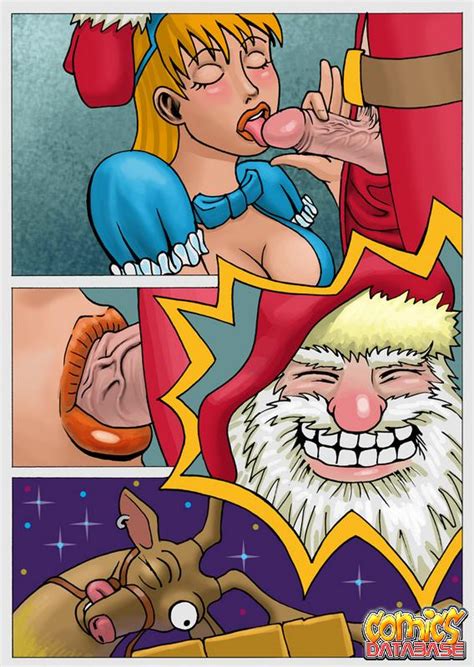 hue breasted comics babe in stockings licking and fucking santa`s huge dick cartoon sex tube
