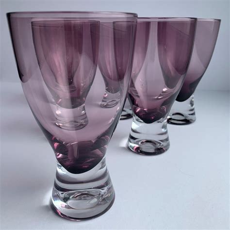 Set Of 6 Amethyst Purple 1970 S Drinking Glasses Etsy