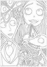 Corpse Bride Coloring Halloween Tim Burton Victor Victoria Pages Adult 2005 Adults sketch template