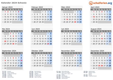 kalender schweiz  mit feiertage