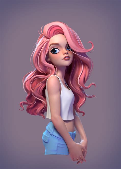 Artstation Pinkhairgril Ting Xue 3d Character Animation Girl