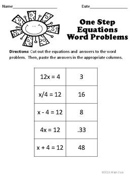 step equations word problems  math club teachers pay teachers