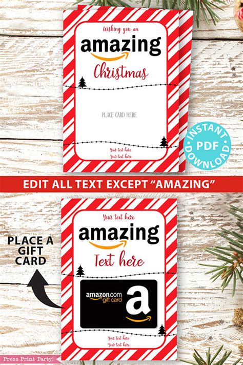 amazon christmas gift card holder printable red stripes press print