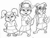 Chipmunks Alvin Coloring Pages Print Color Girls Kids sketch template