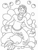 Merman Coloring Pages Printable Getcolorings Kids Library Clipart Popular Color Line sketch template