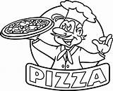 Pizza Coloring Pages Cartoon Printable Hut Drawing Restaurant Logo Colouring Color Book Line Toppings Sheet Food Preschool Children Small Print sketch template