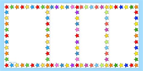 multicoloured star page borders star space border templates