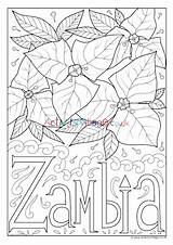 Flower National Colouring Zambia Village Activity Explore sketch template