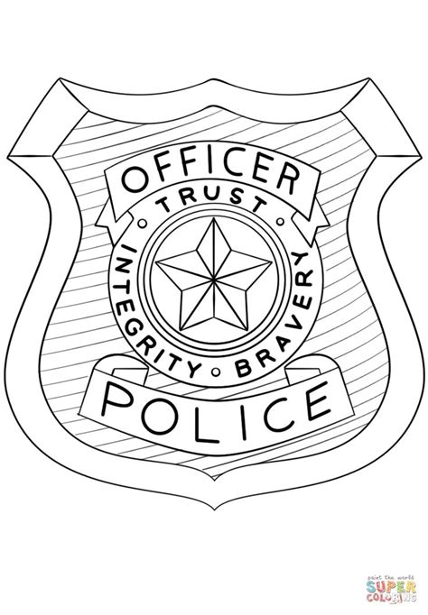 police officer badge coloring page  printable coloring pages