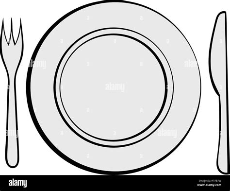 cutlery set  plate icon  cartoon style isolated vector