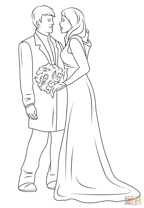 wedding couple coloring page  printable coloring pages