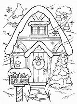 Coloring Pages House Christmas Colouring Santa Sheets Winter Themed sketch template