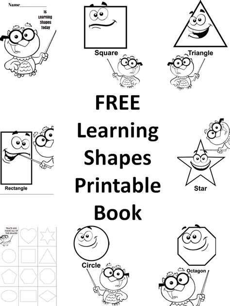 draw shapes printable book  preschool kids learning
