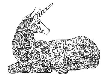 unicorn zentangle coloring page  pamela kennedy tpt