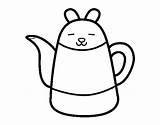 Rabbit Teapot Shaped Coloring Coloringcrew sketch template