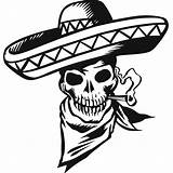Mort Cholo Tete Cowboy Calaveras Crossed Dead Skulls Sombrero Halloween Autocollant Pegatinas Mexicanas Squelette Tête Clipartmag Dedos Coton Tige Groceros sketch template