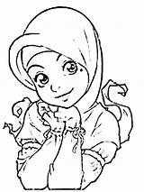 Coloring Pages Islamic Muslim Gambar Mewarnai Muslimah Kartun Ana Colouring Cartoon Anak Hijab Putri Template sketch template