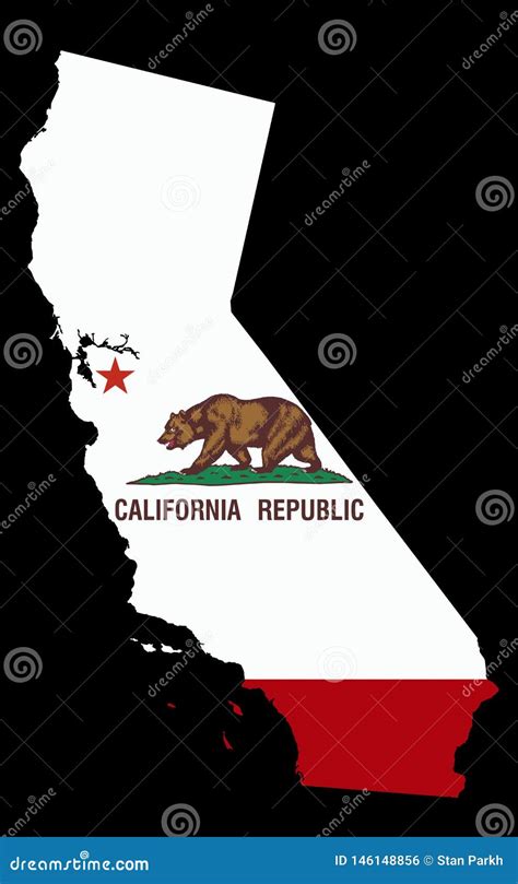 mapa de california coloreado por la bandera del estado de california