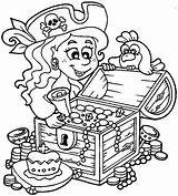 Pirate Coloring Chest Treasure Girl Pages Little Colouring Kids Choose Board sketch template