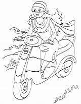 Coloring Scooty Womens Pages Driving Lady Women International Printable Kids sketch template
