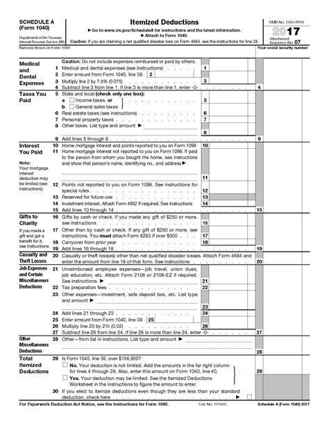 irs tax forms  schedule  itemized deductions  tax forms