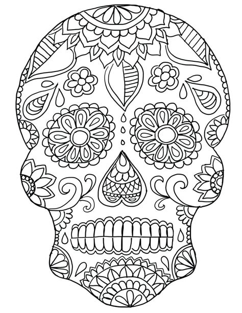 day   dead skull coloring page  getdrawings