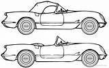Corvette 1953 Blueprints Chevrolet Drawing Roadster Car Clipartmag Outlines sketch template