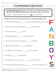 coordinating conjunctions worksheets