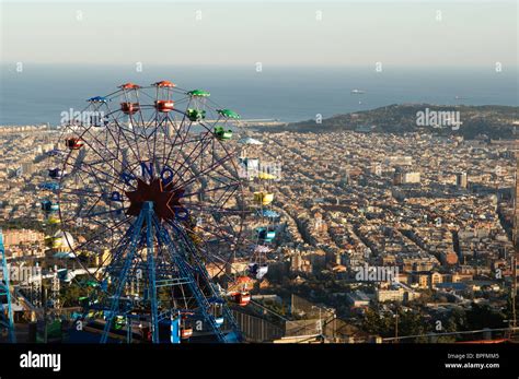 ferris wheel  tibidabo amusement park montjuic barcelona spain stock photo alamy