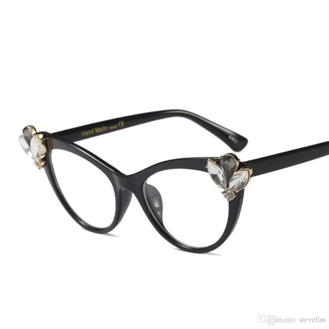 2020 Rhinestone Cat Eye Glasses Frames For Women Brand