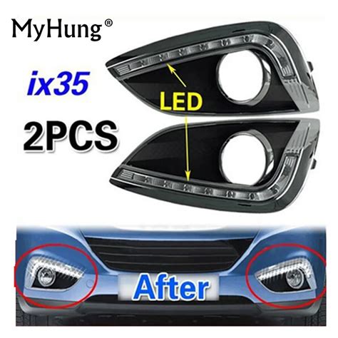 led drl daytime running light led fog light fit  hyundai tucson ix   pcs car style